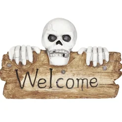 Pancarte squelette LED Halloween inscription Welcome lumineux sonore