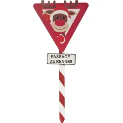 Panneau de Noël rouge et blanc H70 cm