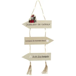 Panneau directionnel lumineux de Noël en bois