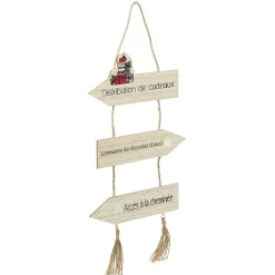 Panneau directionnel lumineux de Noël en bois