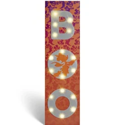 Panneau lumineux Disney inscription BOO blanc et orange 31x3,5xH110cm