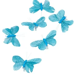 Papillon bleu turquoise x6