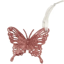 Papillon de Noël pailleté à suspendre 8xH10cm