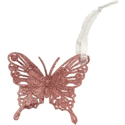 Papillon de Noël pailleté à suspendre 8xH10cm