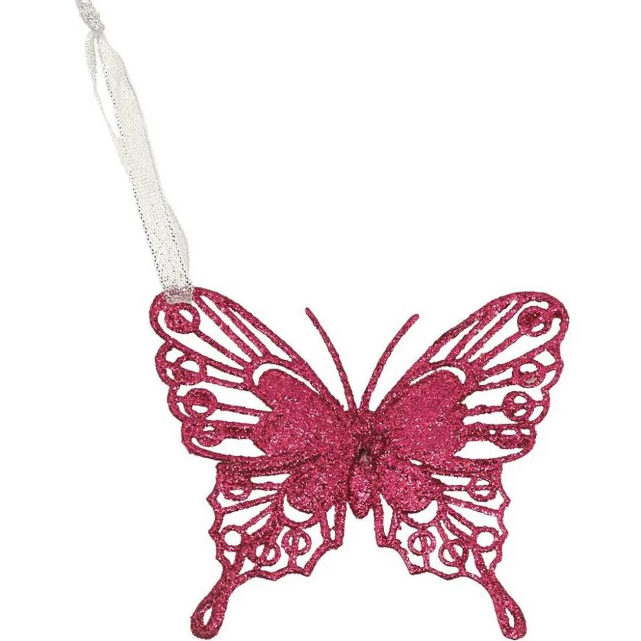 Papillon de Noël pailleté à suspendre 8xH10cm