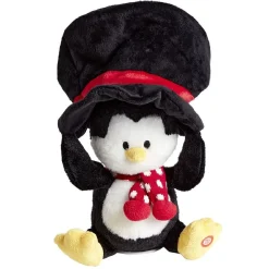 Peluche animée et musicale Père-Noël ou pingouin H34cm