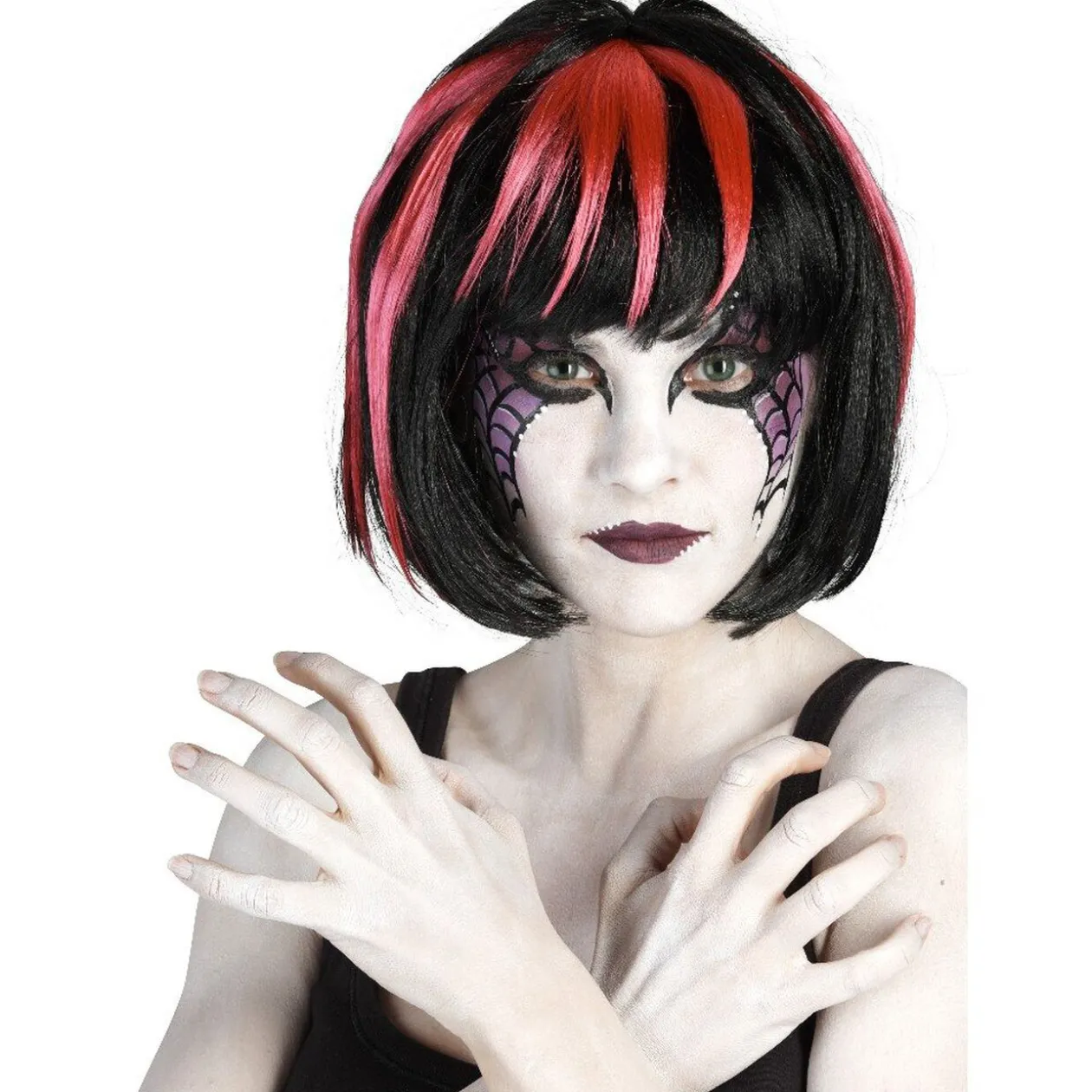 Perruque carrée bicolore Halloween pour femme