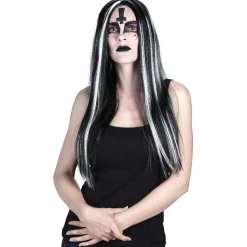 Perruque femme sorcière cheveux longs bicolore