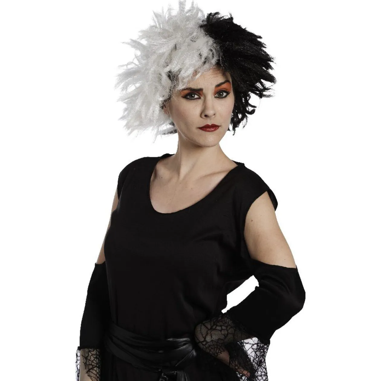 Perruque noire et blanche Cruella