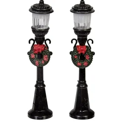 Petit lampadaire déco couronne villange de Noël x2