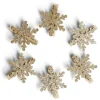 Pince de décoration flocon de neige doré x6