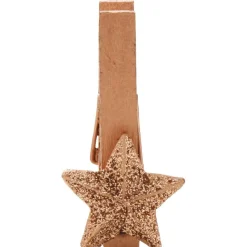 Pince en bois en forme d'étoile x10, 3 jeux de couleurs