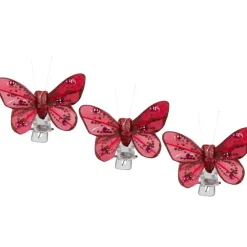 Pince papillon rouge bordeaux x3