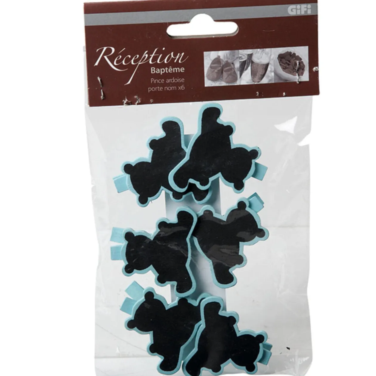 Pince porte nom bleu x6