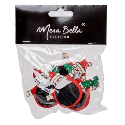 Pince Père-Noël rouge blanc ardoise x4