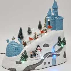 Piste de glisse pingouin animé village crèche Noël
