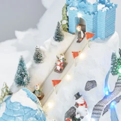 Piste de glisse pingouin animé village crèche Noël