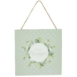 Plaque de Noël en bois avec clochette à suspendre