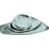 Plat de présentation ovale gris argenté x3