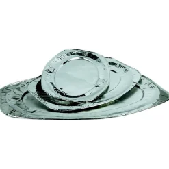 Plat de présentation ovale gris argenté x3