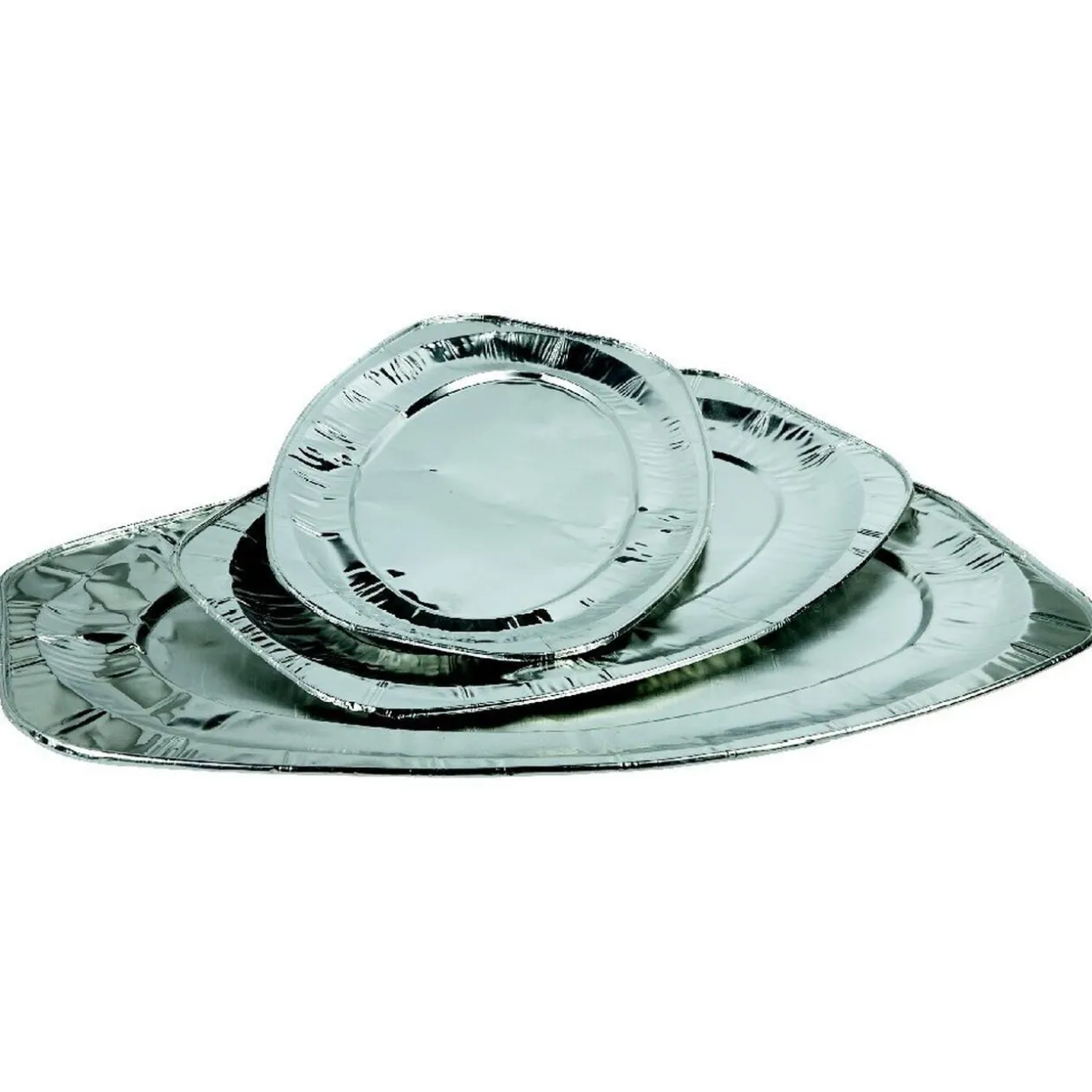 Plat de présentation ovale gris argenté x3