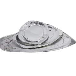 Plat de présentation ovale gris argenté x3