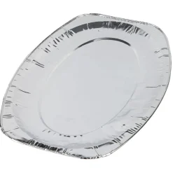 Plat de présentation ovale gris argenté x3