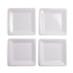 Plateau de présentation carré x4 en carton métallisé blanc 23x23cm