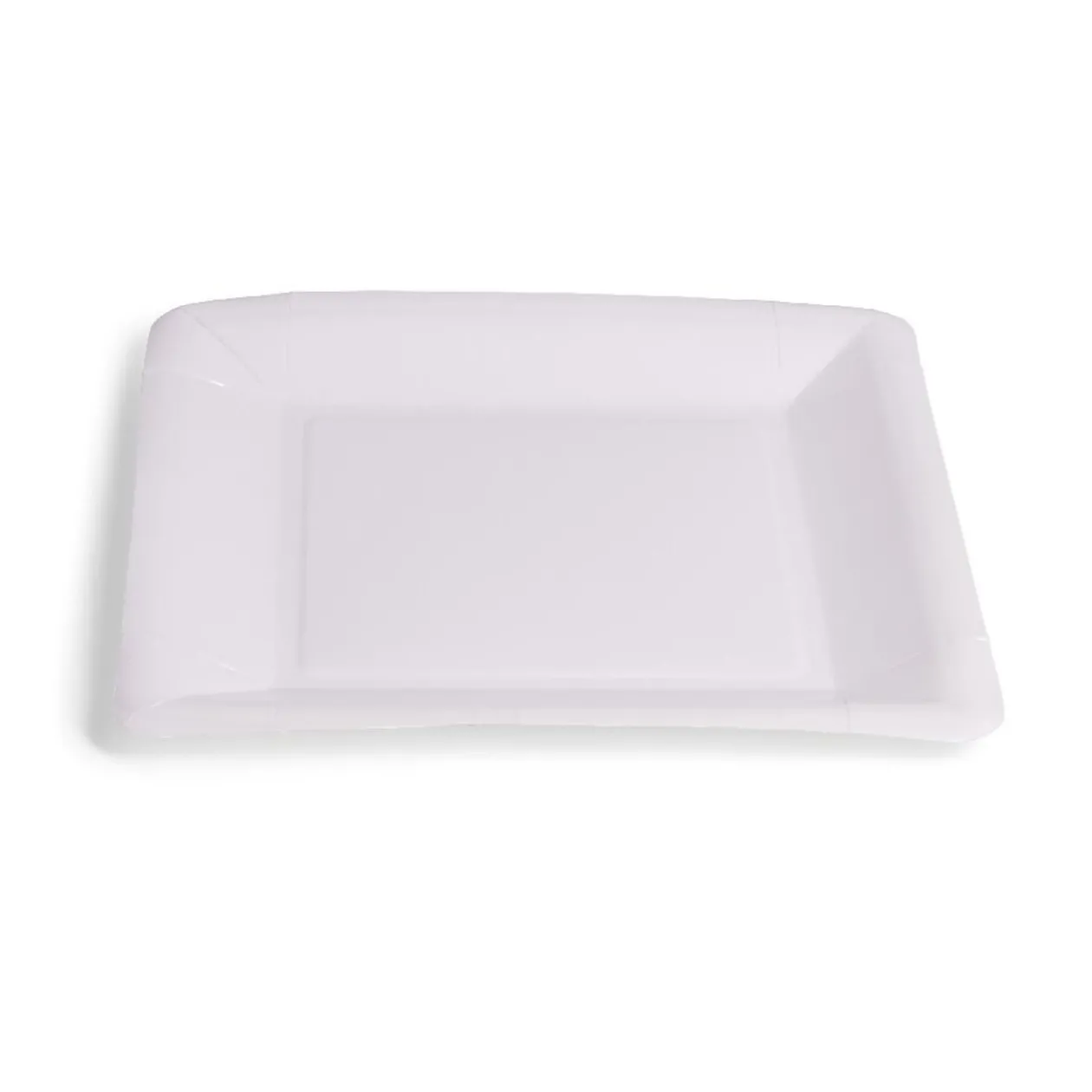 Plateau de présentation carré x4 en carton métallisé blanc 23x23cm