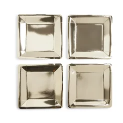 Plateau de présentation carré x4 en carton métallisé doré 23x23cm