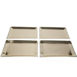 Plateau de présentation rectangulaire x4 en carton métallisé doré 28x38cm