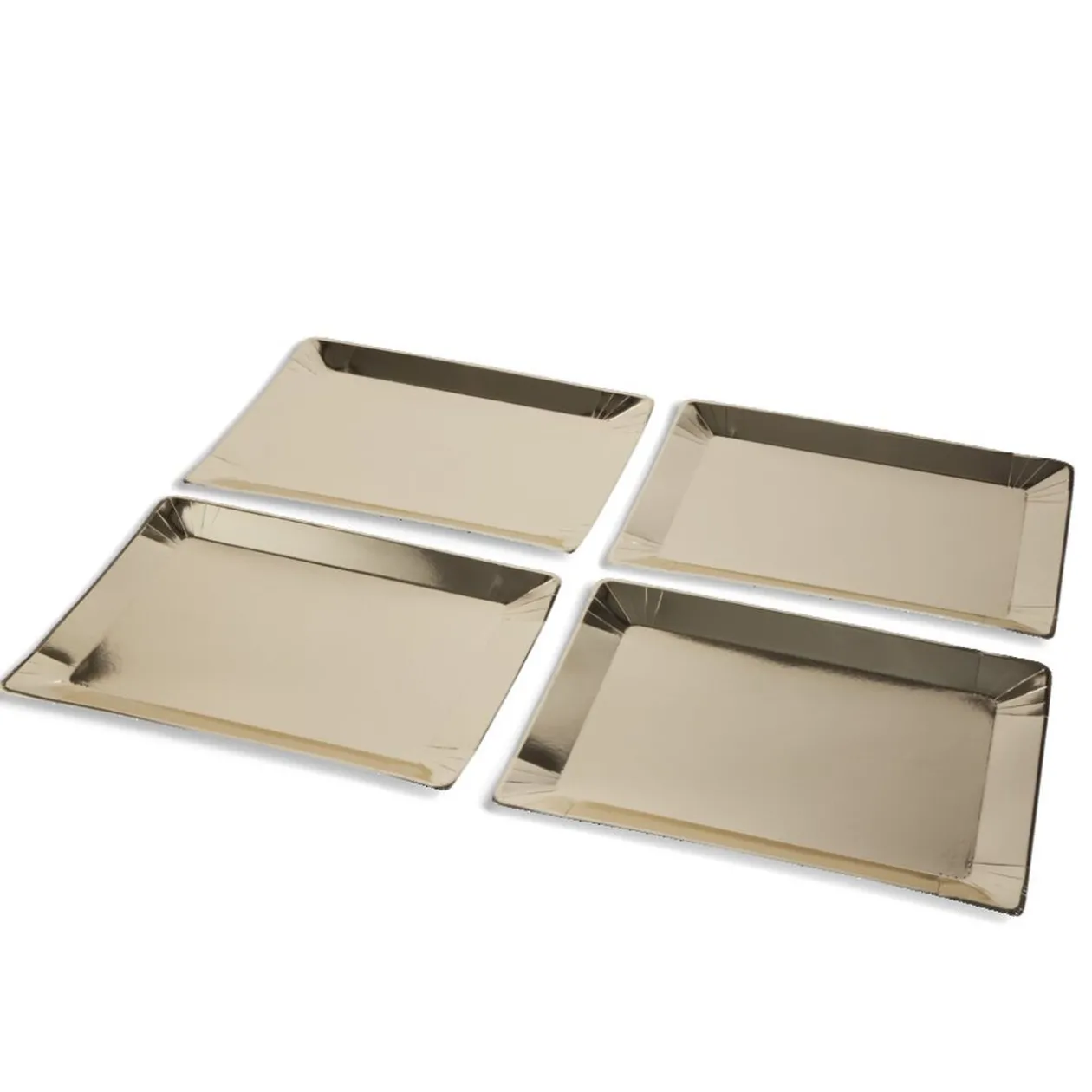 Plateau de présentation rectangulaire x4 en carton métallisé doré 28x38cm