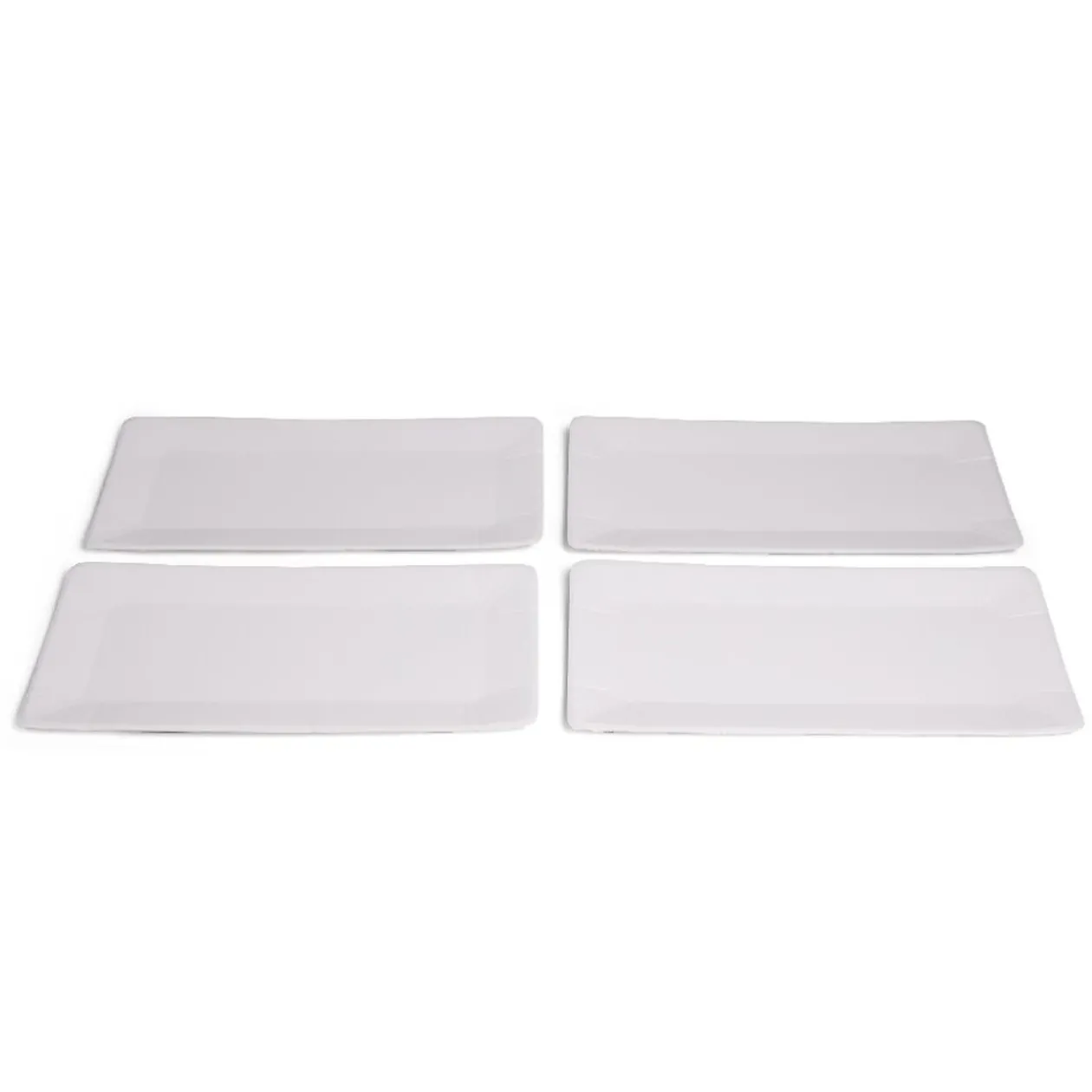 Plateau de présentation rectangulaire x4 carton métallisé blanc 19x37cm