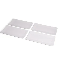 Plateau de présentation rectangulaire x4 carton métallisé blanc 19x37cm