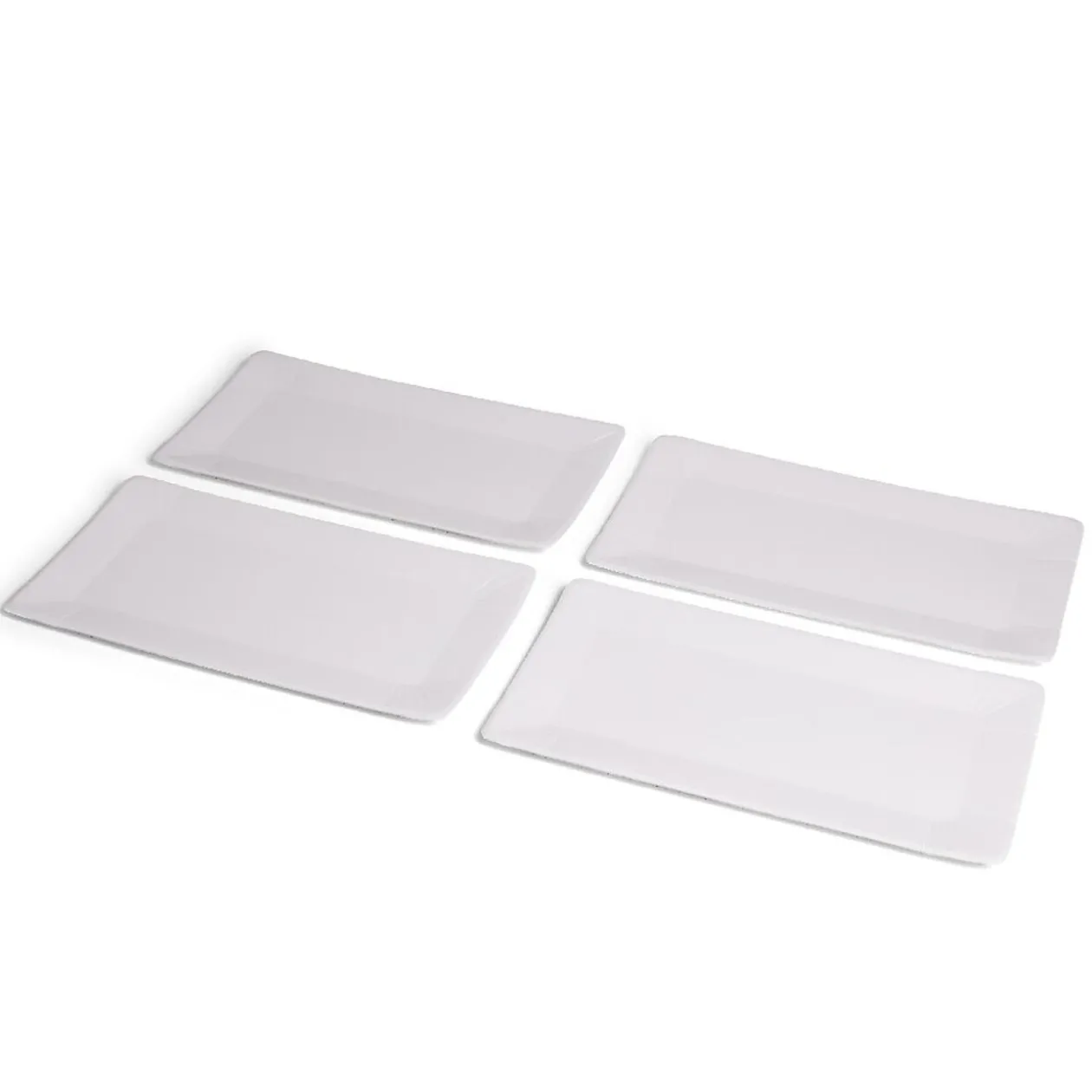 Plateau de présentation rectangulaire x4 carton métallisé blanc 19x37cm