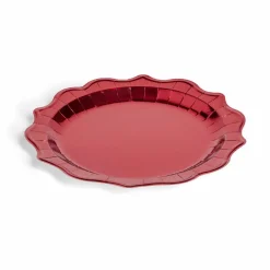 Plateau de présentation rond x4 en carton métallisé rouge Ø26cm