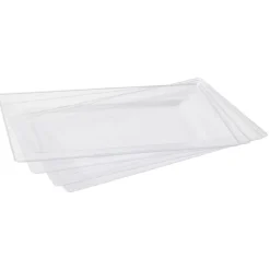 Plateau rectangulaire plastique réutilisable transparent 34,5x21,5cm x5