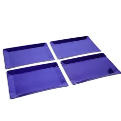 Plateaux de présentation rectangulaire x4 carton métallisé bleu 28x38cm
