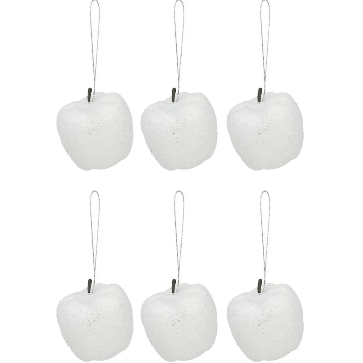 Pomme à paillettes à suspendre Noël x6