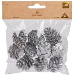 Pomme de pin à poser effet neige argentée x11