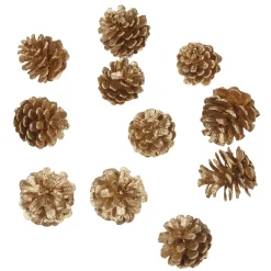 Pomme de pin dorée X12
