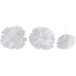 Pompon en papier blanc x 3
