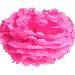 Pompon en papier rose fuchsia x3