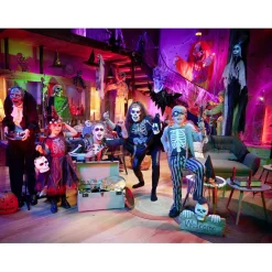 Poncho adulte Halloween imprimé squelette pailleté TU