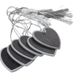 Porte nom ardoise coeur argenté x6