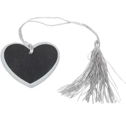 Porte nom ardoise coeur argenté x6