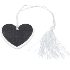 Porte nom ardoise coeur blanc x6