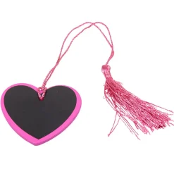 Porte nom ardoise coeur rose fuchsia x6