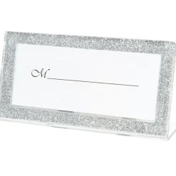Porte nom cadre argenté pailleté