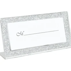Porte nom cadre argenté pailleté